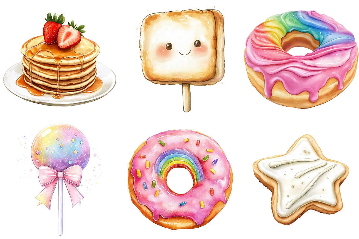 Watercolor Sweets Clipart, an Illustration by Watercolor design (Photo 4 of 5)