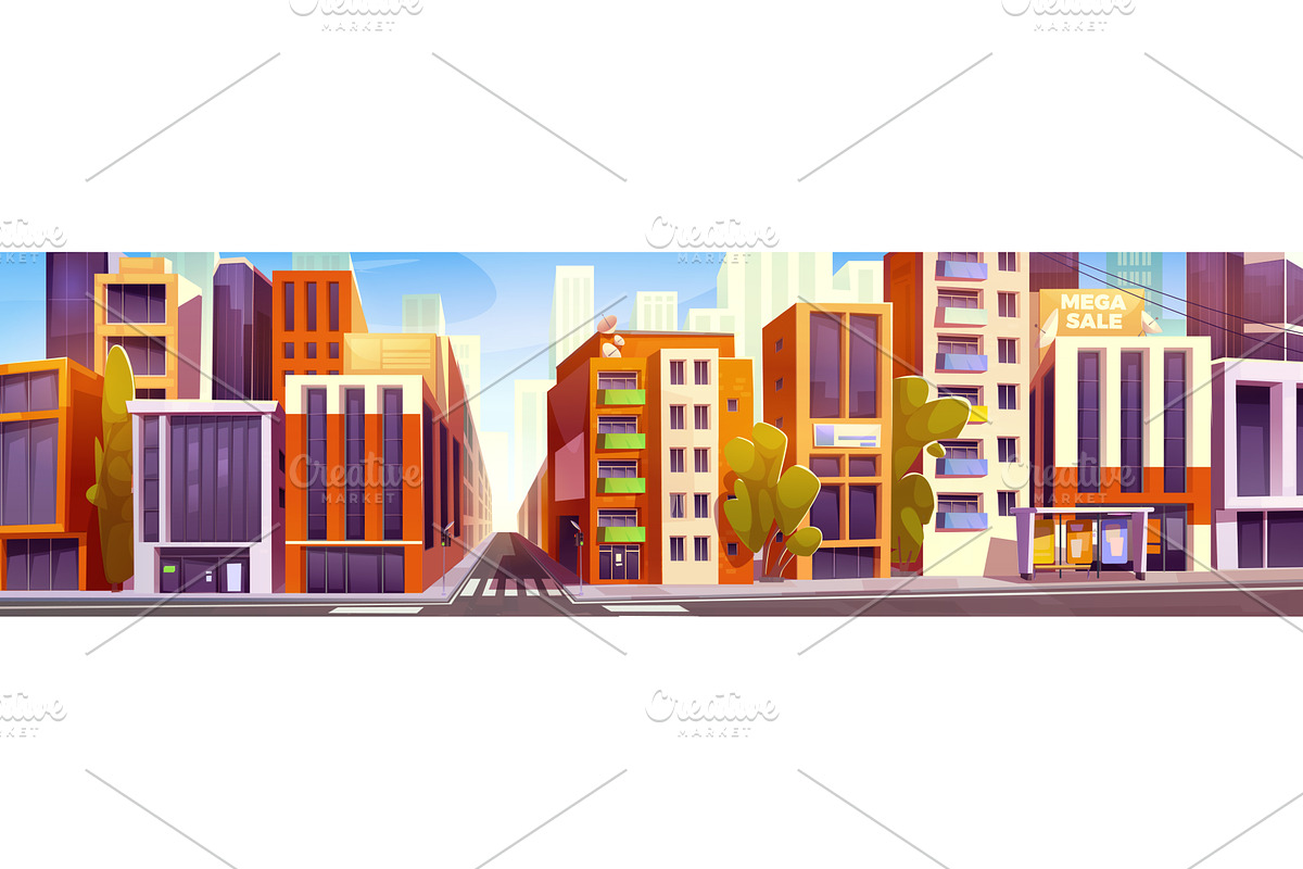 City crossroad with buildings and, an Object Illustration by art PVP - market