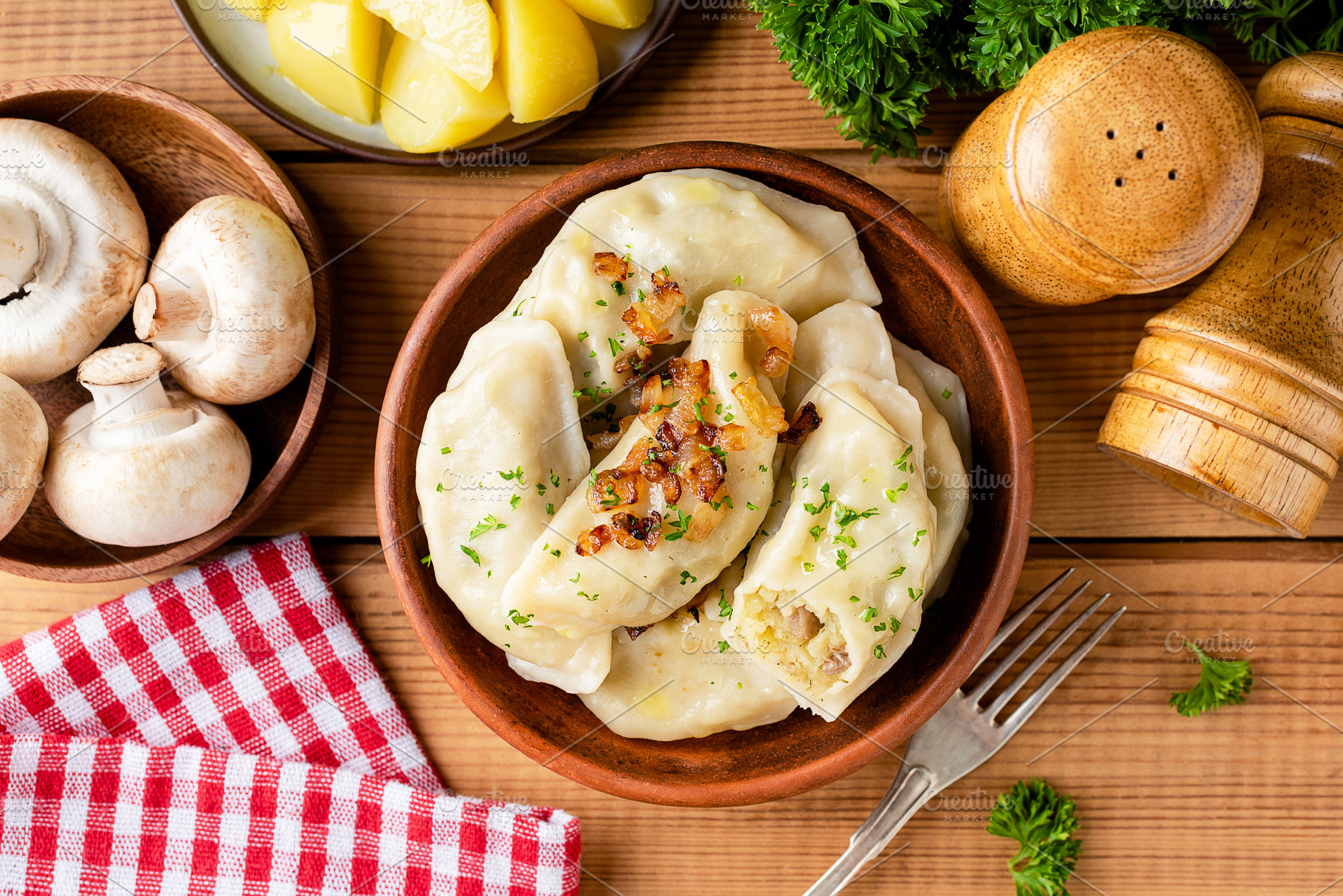 Pierogi, vareniky or potato dumpling, a Food & Drink Photo by The baking man