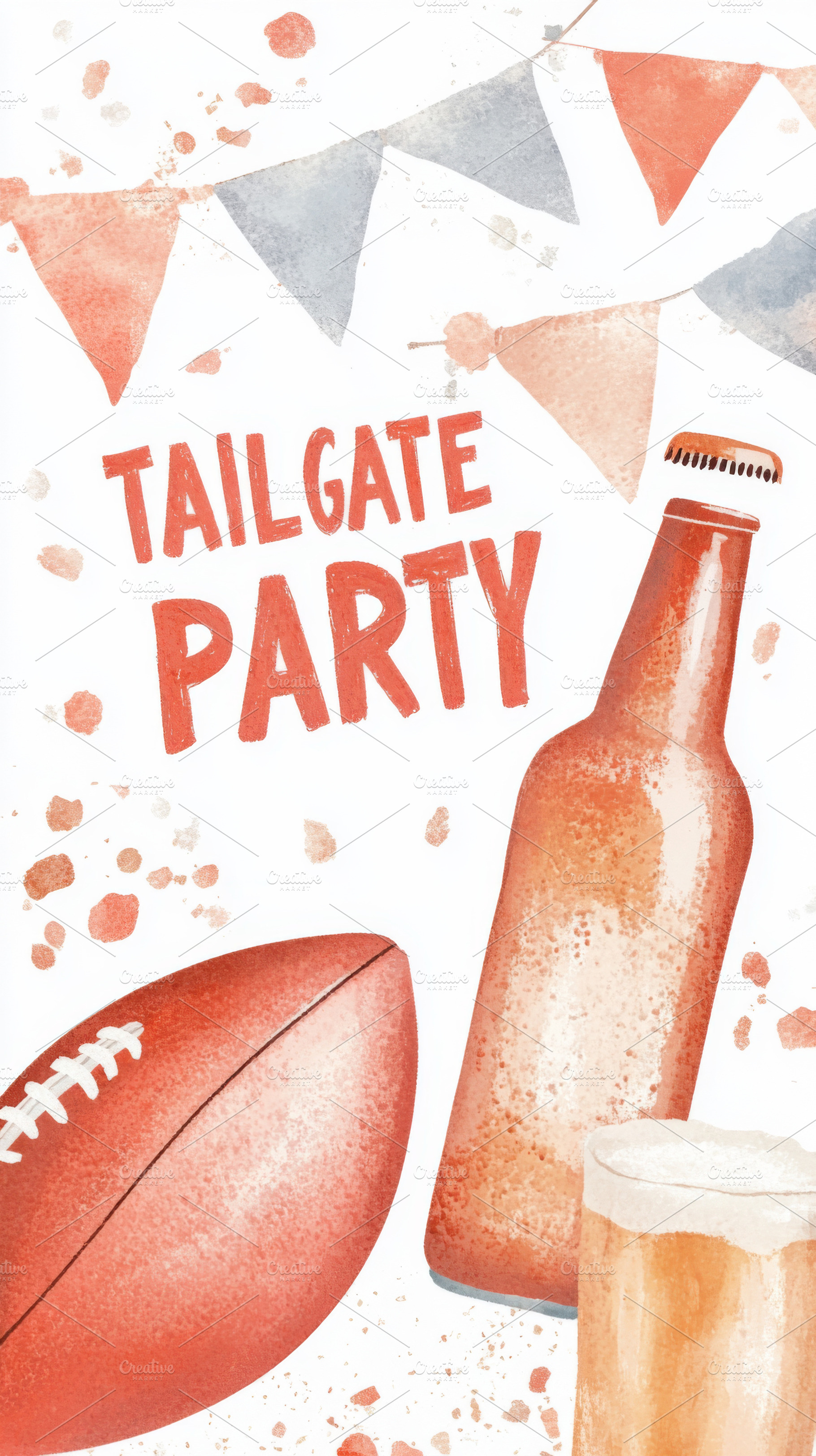 Tailgate party background with football, snacks, and beer with t, a Photo by Dvoevnore photos
