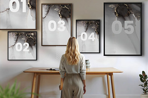 5 Canvas & Frames Mockup in Room PSD