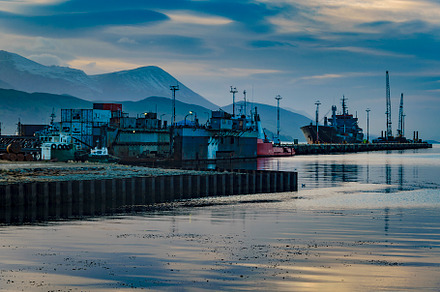 Ushuaia port, tierra del fuego, argentina, an Industrial Photo by DanFLCreativo