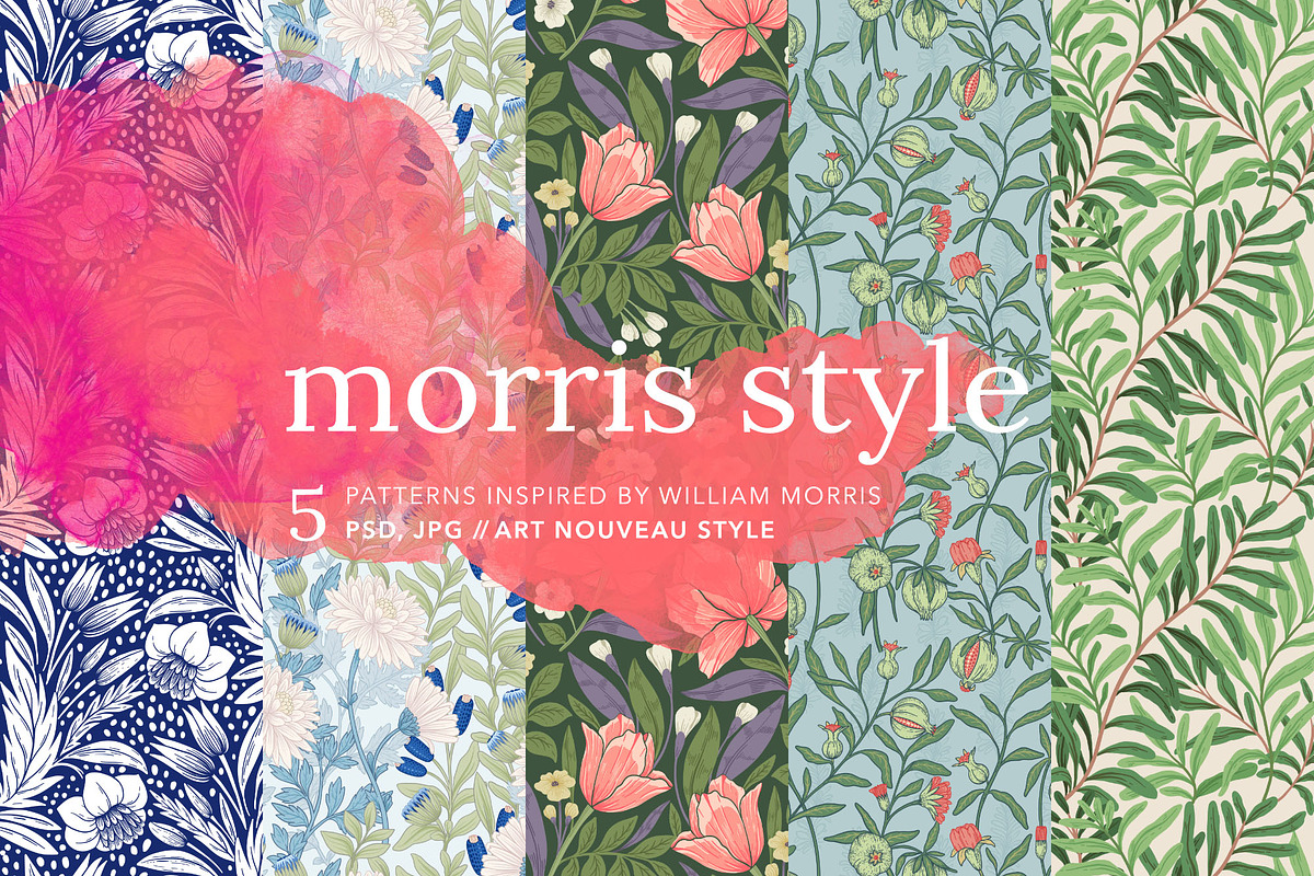 William Morris Style Patterns Set, a Pattern Graphic by likorbut (Photo 1 of 6)