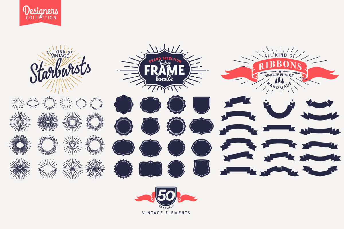 50 Vintage Logo Creation Bundle, an Object Graphic by VectorBakery