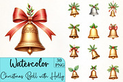 Christmas Bell with Holly Clipar, an Illustration by CrexoraLab (Thumbnail 1 of 5)