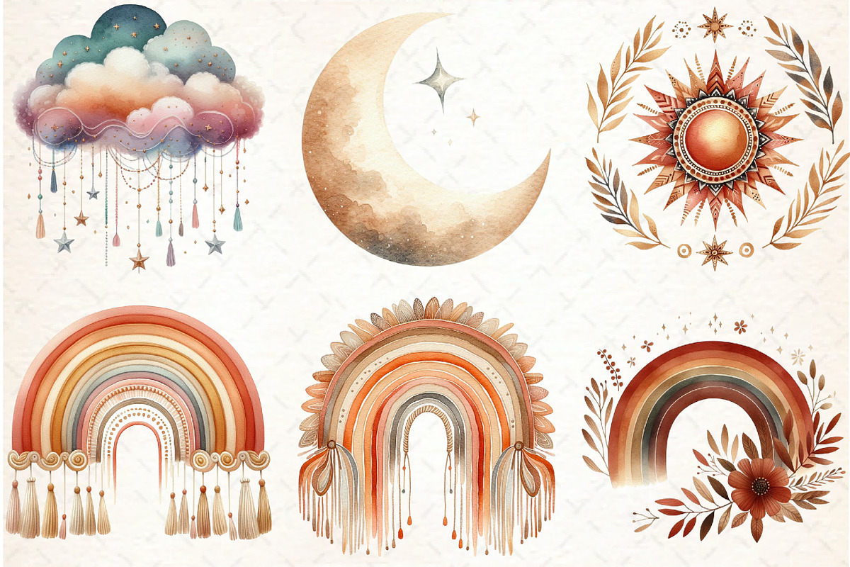Boho Rainbow Bundle, an Illustration by Libby Wishes (Photo 3 of 12)