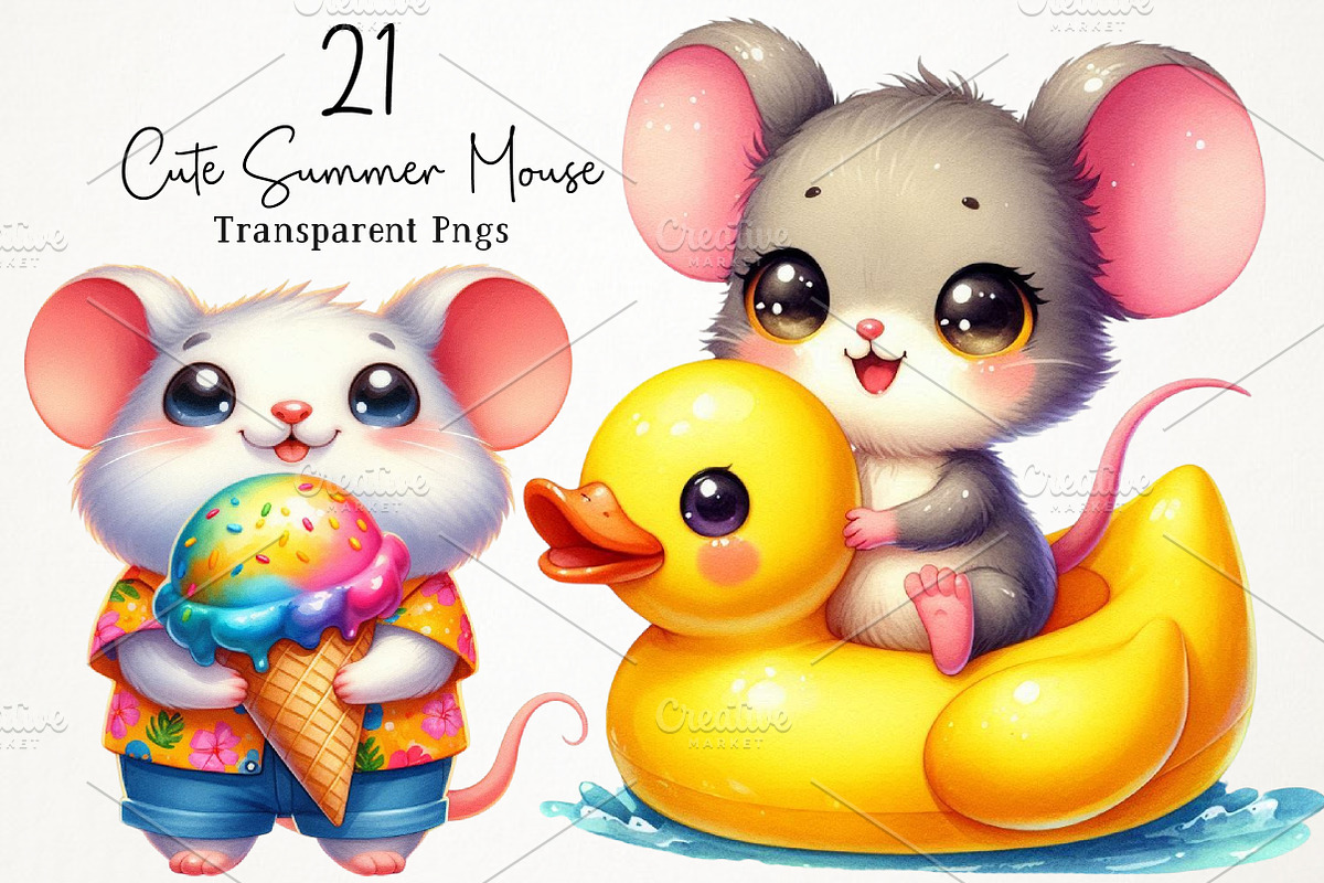 Cute Summer Mouse PNG Clipart, an Animal Illustration by RobertsArt (Photo 1 of 7)