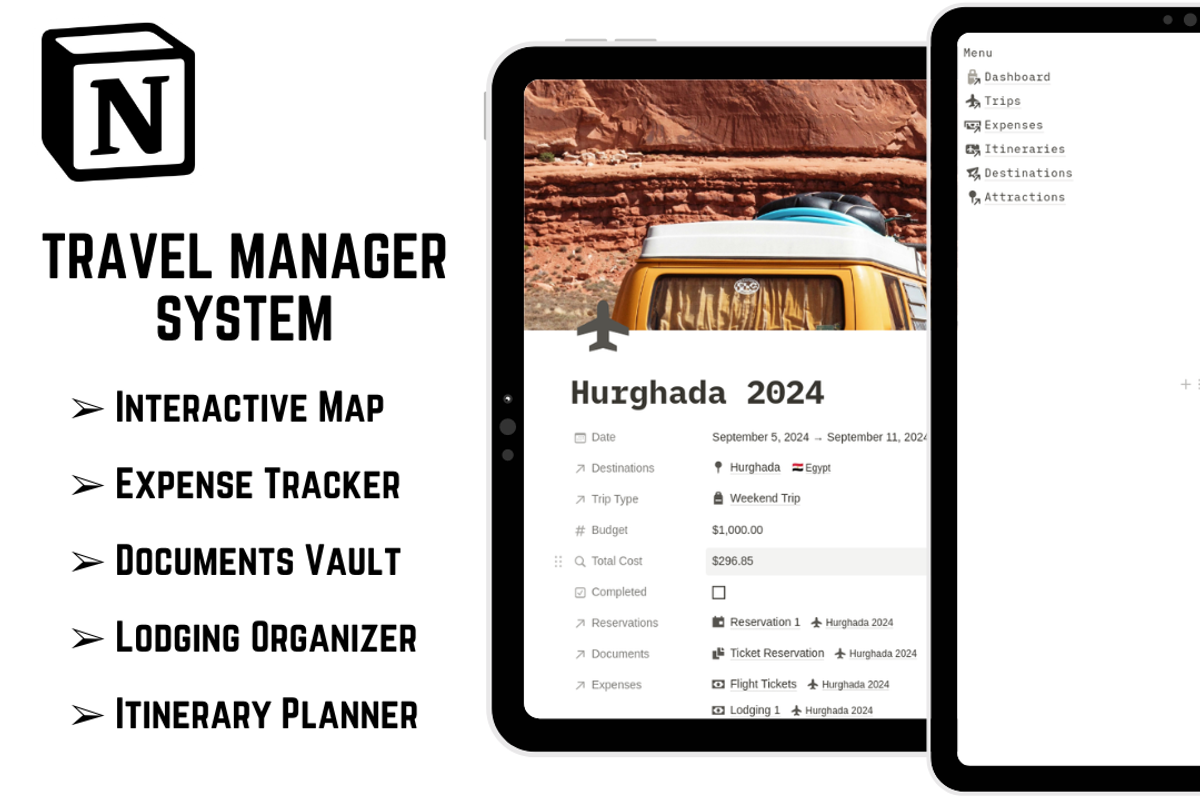 Notion Travel Manager System, a Templates & Theme by 2 Nomazi (Photo 3 of 3)