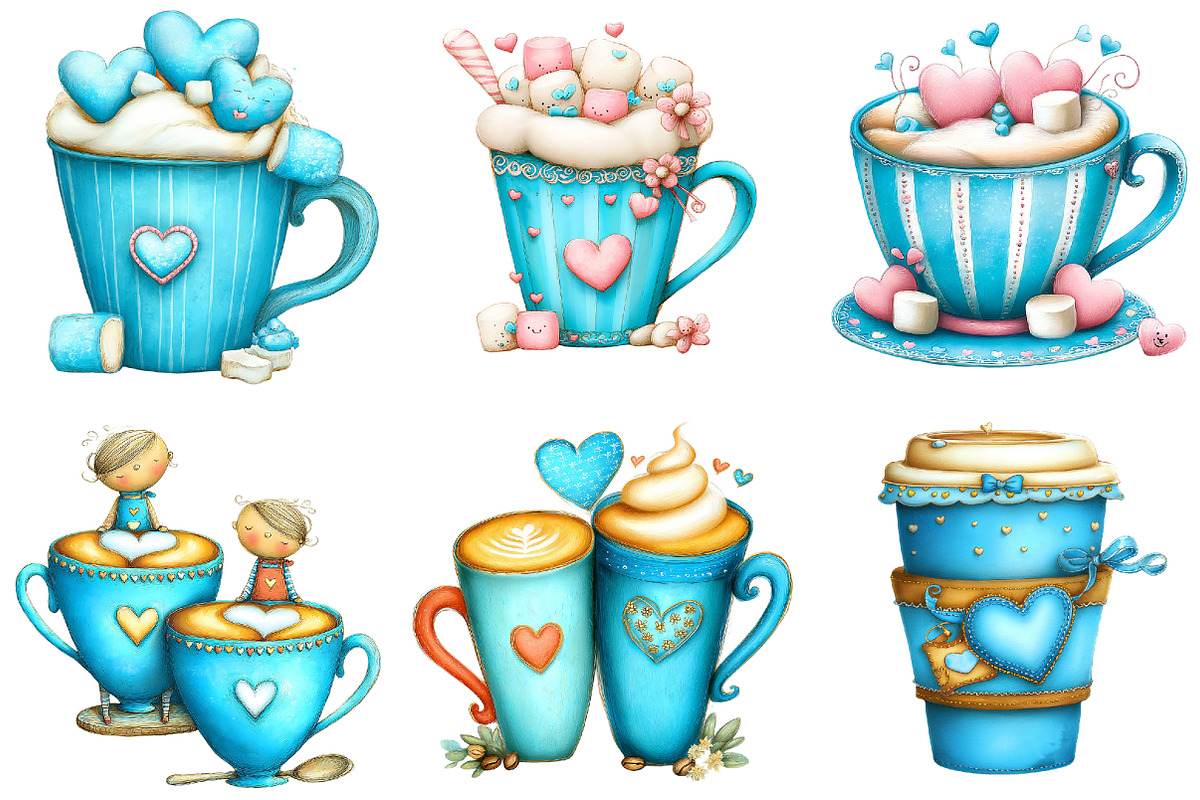 Valentine Coffee Cup Clipart, an Illustration by DreamArtGraphic (Photo 2 of 5)