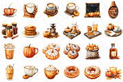 Watercolor Pumpkin Spice Clipart, an Illustration by DreamPrint404 (Thumbnail 5 of 6)