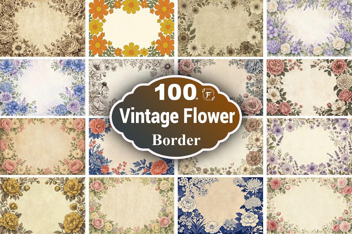 Vintage Flower Border Background, a Background Graphic by Forhadx5 (Photo 1 of 8)