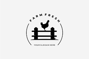 Fence Farm Fresh Logo Icon Vector