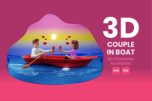 Couple In Boat 3D Character