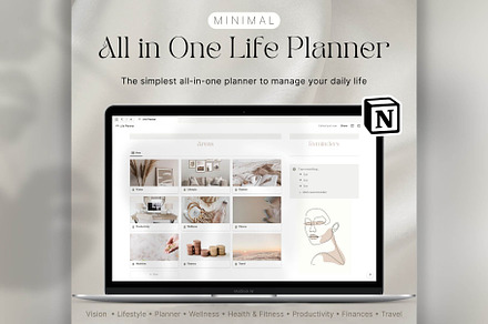 All In One Notion Life Planner, a Templates & Theme by TheWayfarerShoppe