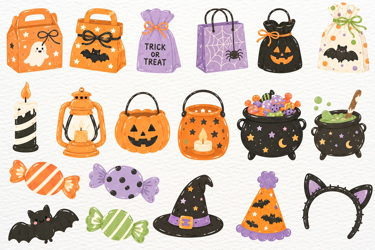 Halloween Kids Clipart Spooky Party, a Seasonal Illustration by SugarCloudStudioArt (Photo 5 of 6)
