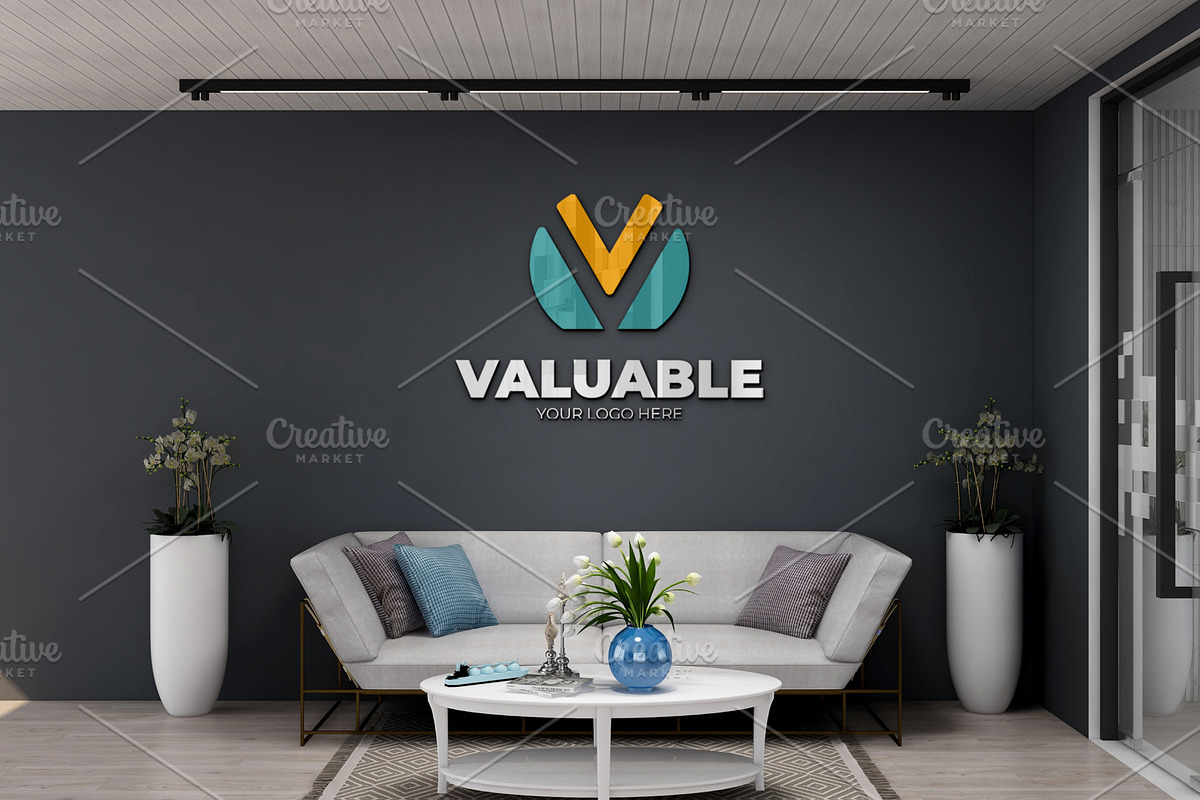 PSD Minimalist Lounge Wall Mockup, a Product Mockup by Ayy (Photo 4 of 15)