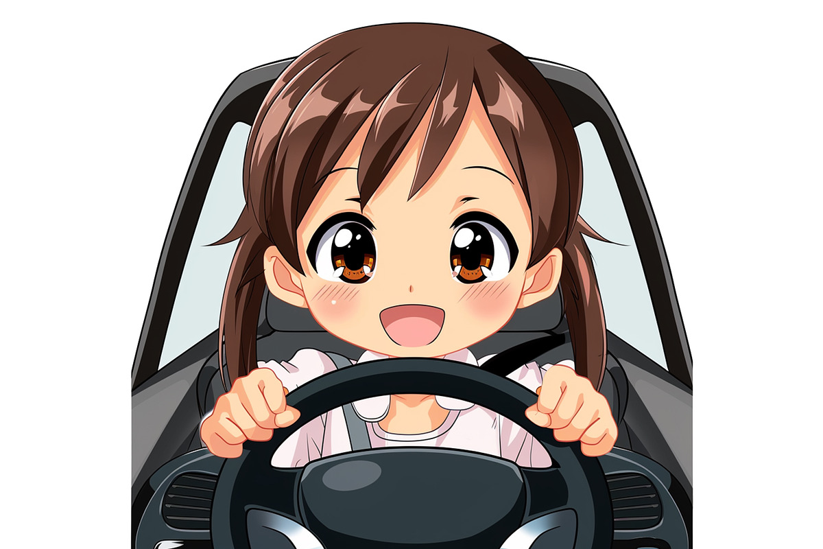 Anime Girl Behind the Steering Wheel, a Person Illustration by Ghagra (Photo 2 of 3)