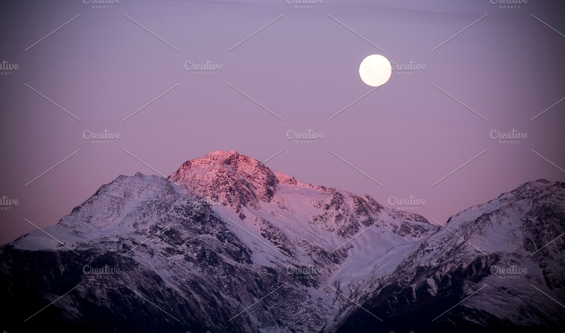 Moon Rising Over Mountains, a Nature Photo by THP Creative