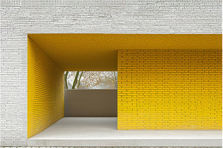 garage with white brick wall above, an Architecture Photo by Lermont51