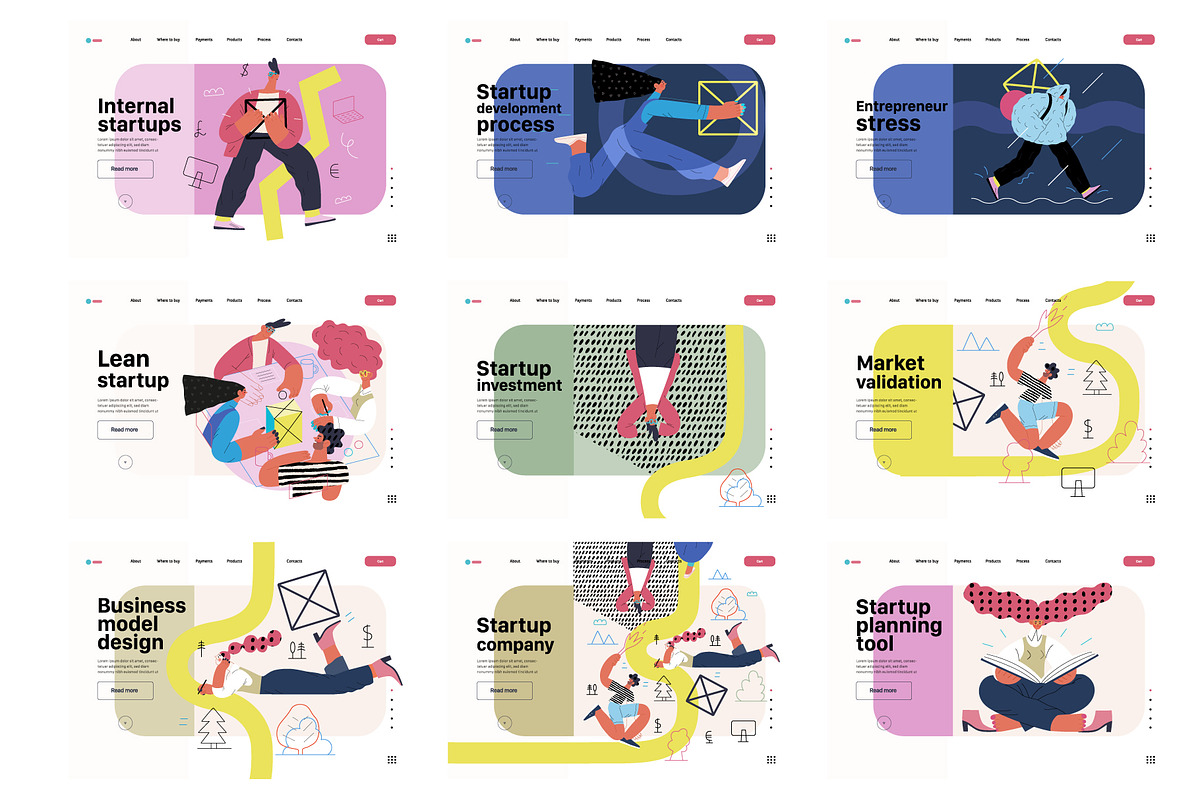 Startups flat vector illustrations, a Templates & Theme by Grivina's shop (Photo 32 of 45)
