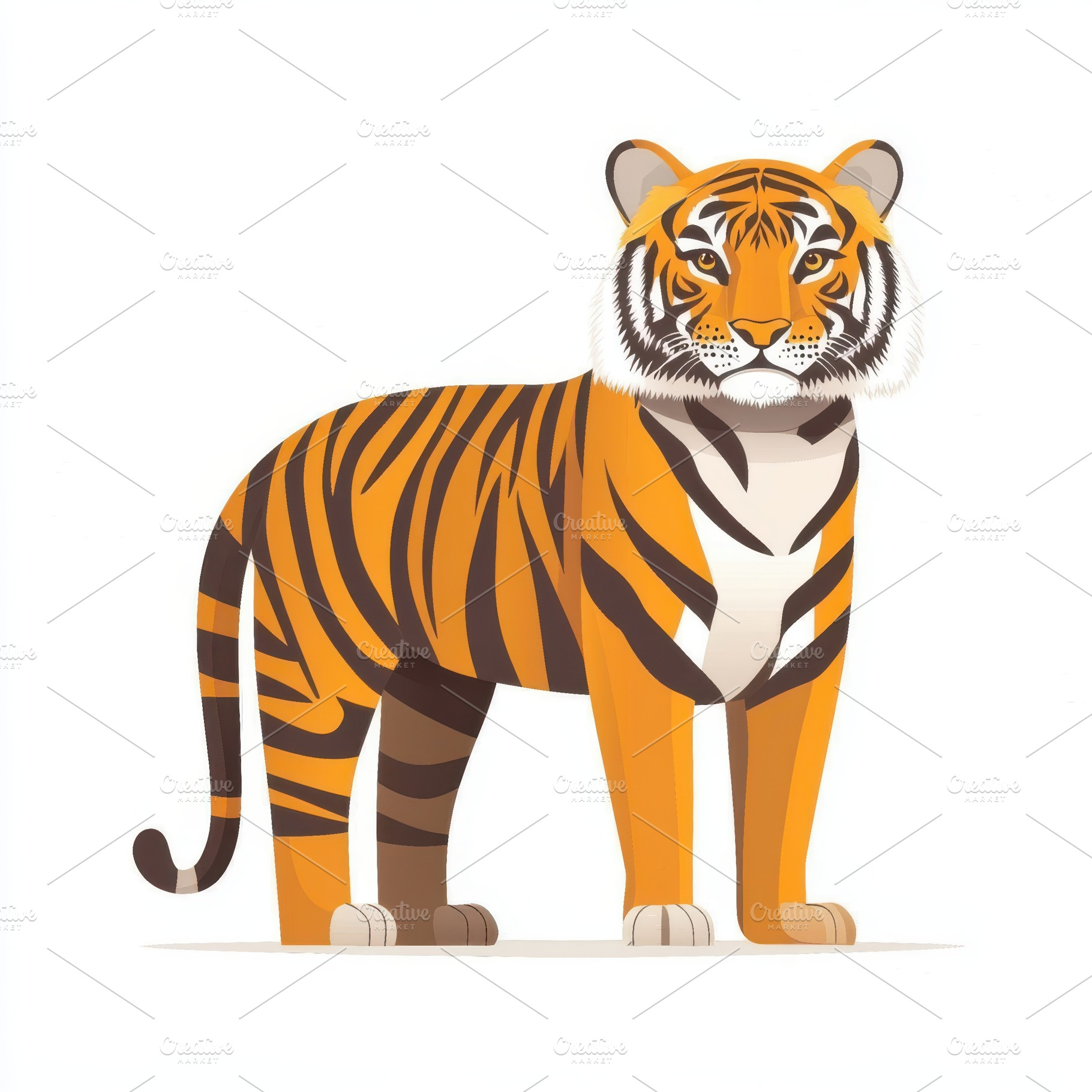 Majestic Tiger Standing Proudly Oran, an Animal Photo by Pixeness Studio