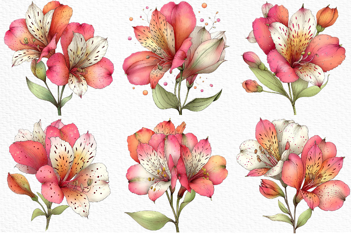 Spring Alstroemeria Flowers Clipart, an Illustration by Craft Nest (Photo 6 of 11)