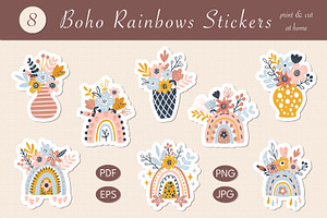 Boho Rainbows Stickers