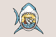ships sink in the mouth of the shark, an Animal Illustration by gunaonedesign (Thumbnail 1 of 4)
