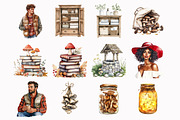 Watercolor Mushroom Garden Clipart, an Illustration by Design Market (Thumbnail 3 of 5)