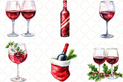 Christmas Red Wine Clipart, an Illustration by Black Bird Studio (Thumbnail 6 of 6)