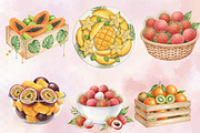 Watercolor Tropical Fruits Summer C, an Illustration by SVGArt (Thumbnail 5 of 9)