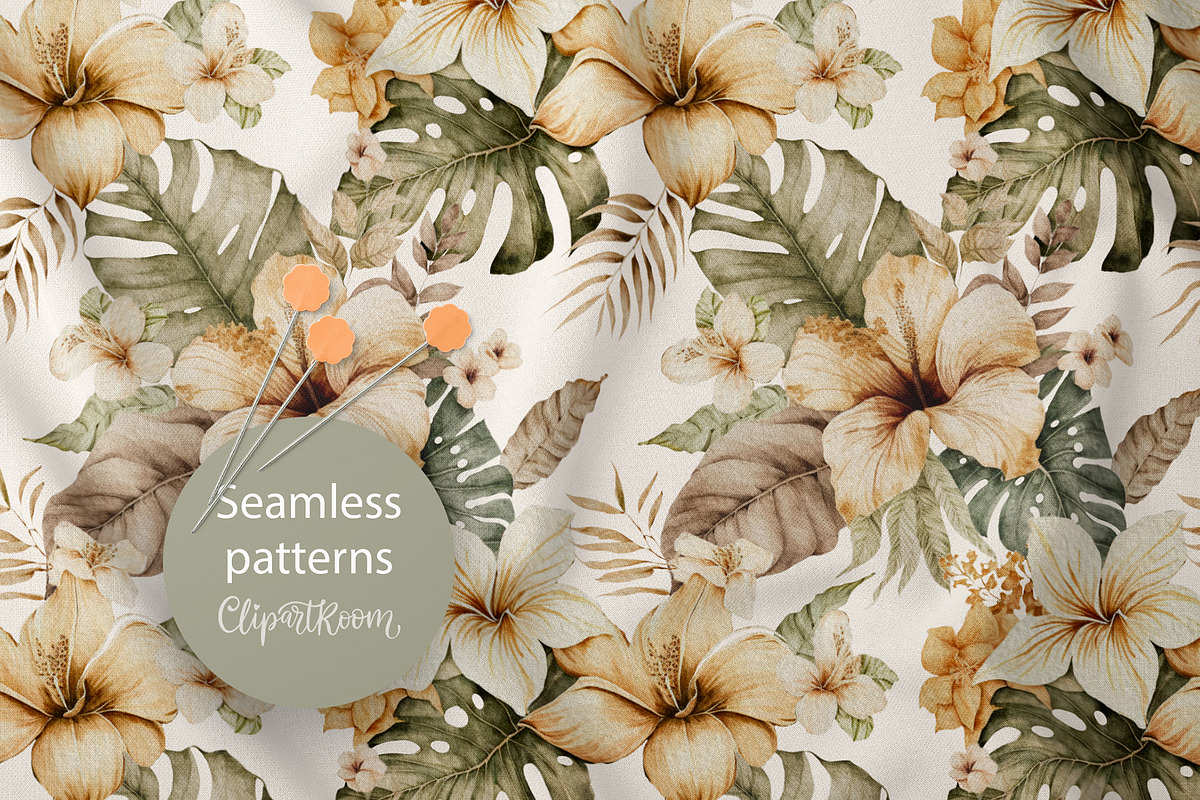 Tropical seamless floral pattern set, a Decorative Illustration by ClipArtRoom (Photo 2 of 5)