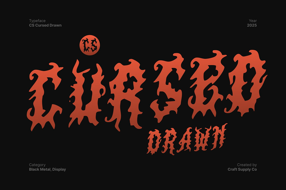 CS Cursed Drawn, a Blackletter Font by Craft Supply Co. (Photo 1 of 8)
