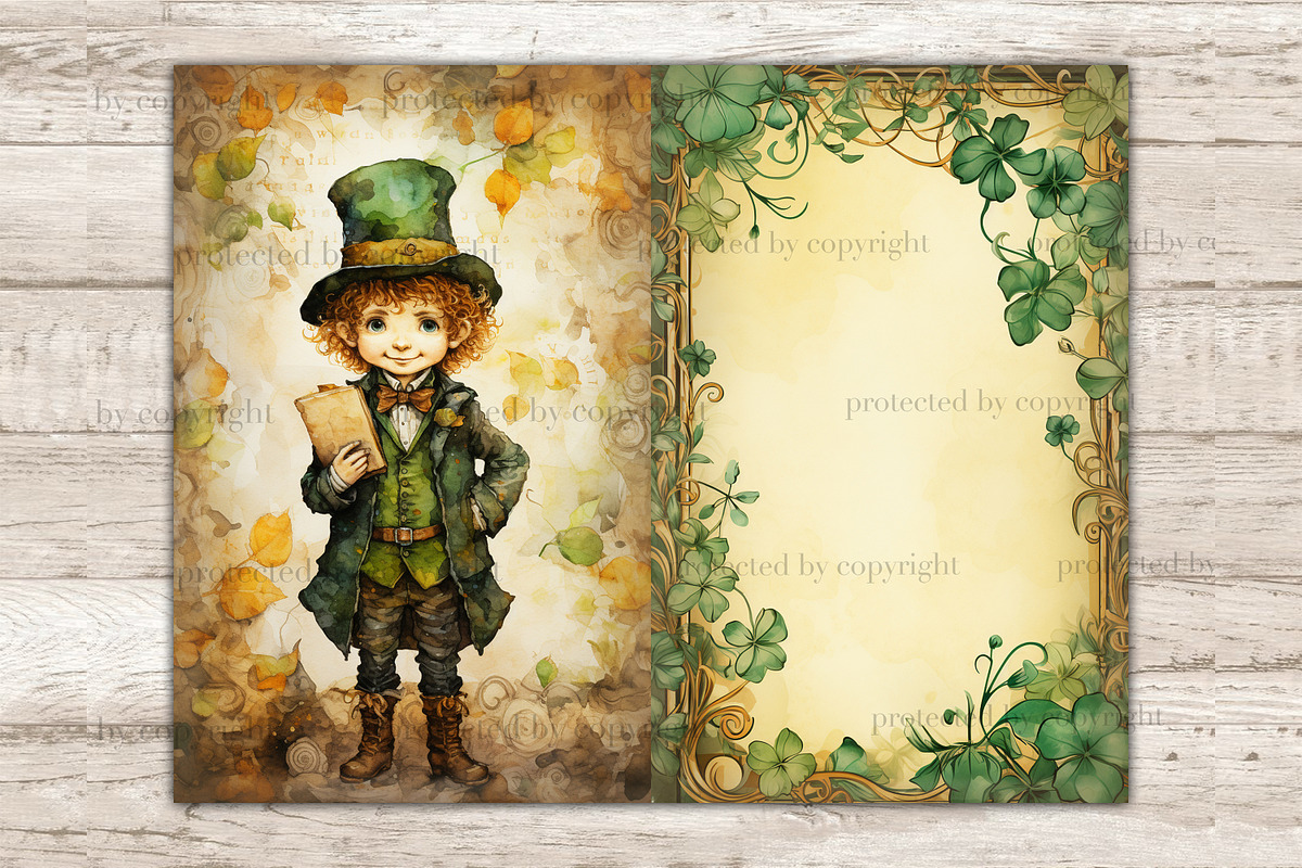 Cute Leprechaun Junk Journal Pages, a Seasonal Illustration by GlamArtZhanna (Photo 8 of 10)