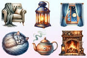 Watercolor Cozy Evening Clipart, a Graphic by CitraGraphics (Thumbnail 3 of 4)
