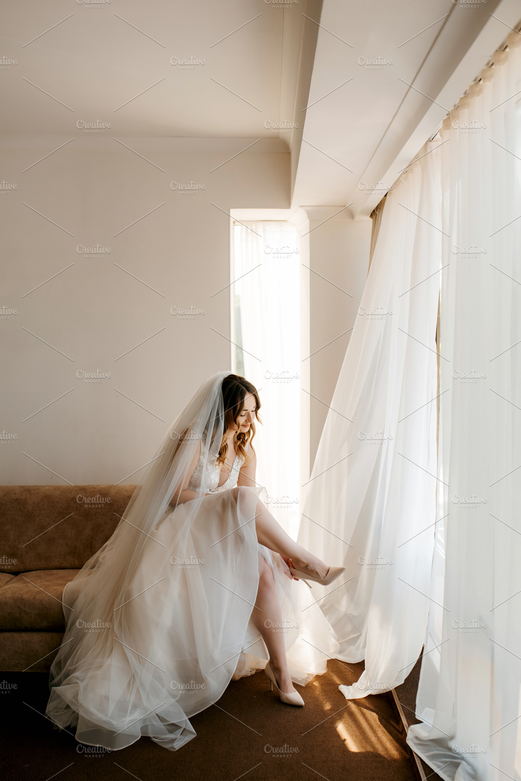 portrait of a bride in the morning before the wedding, a Person Photo by Weddings, People, Travel