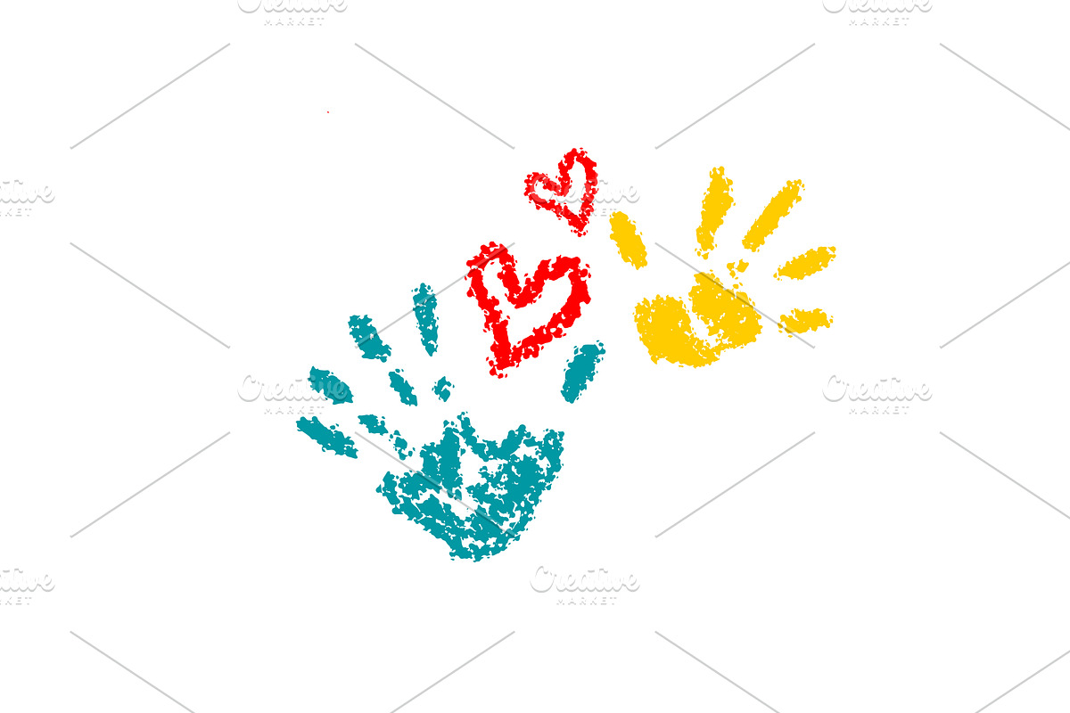 a child's handprint and a heart, an Object Illustration by Nenahliadava Design