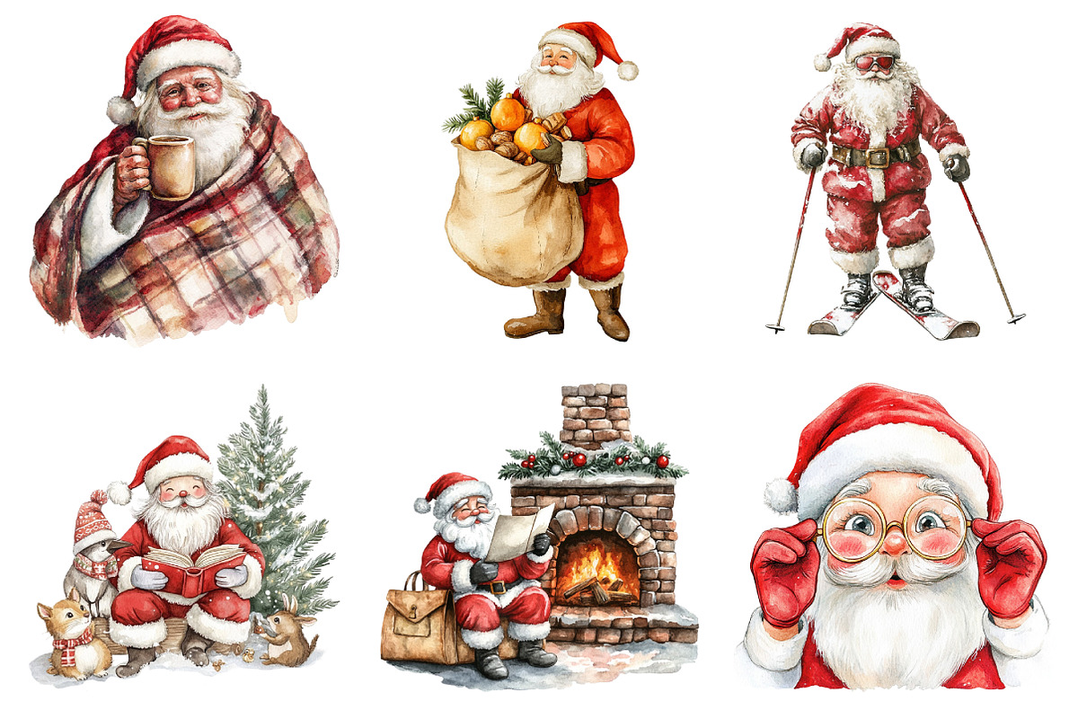 Vintage Christmas Santa Clipart, an Illustration by Daily.Designs (Photo 2 of 5)