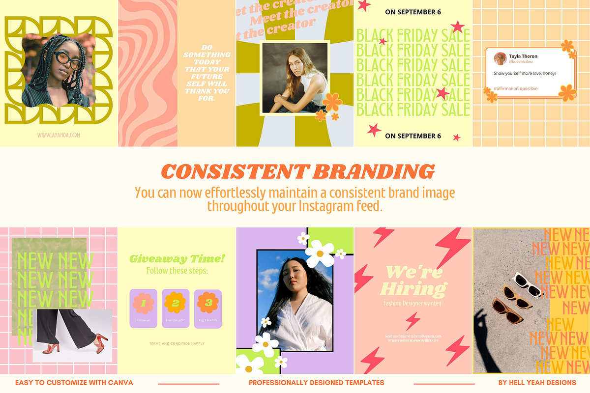 Funky Bold Instagram Post Templates, a Social Media Template by HellYeahDesigns (Photo 4 of 7)