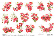 Red Poppy Watercolor Clipart, a Decorative Illustration by CaraulanStore (Thumbnail 2 of 11)