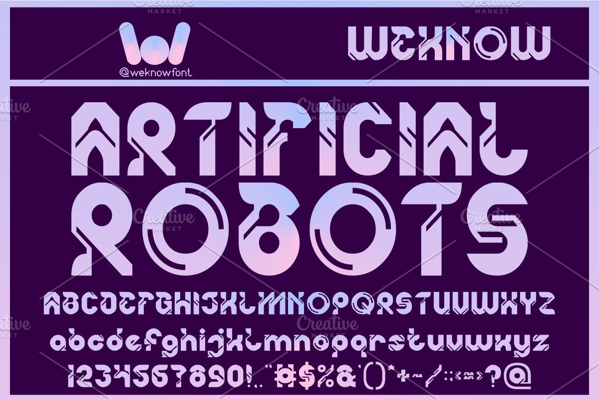 Artificial Robots font, a Font by weknow (Photo 1 of 8)
