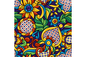 Mexican Talavera Seamless Pattern