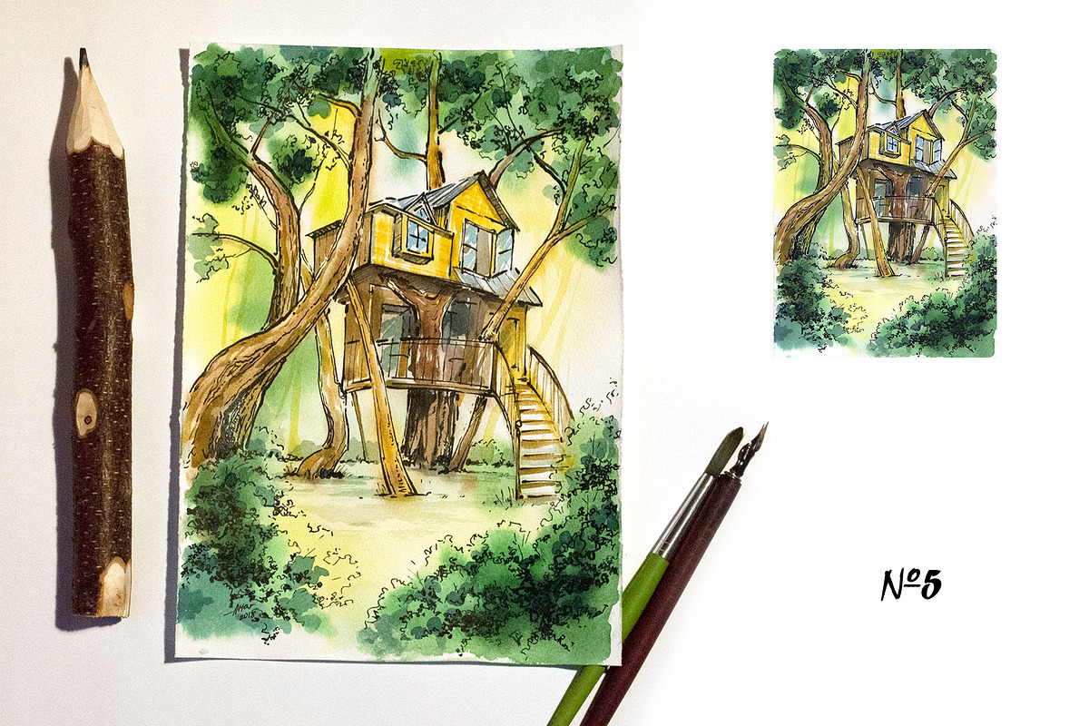 Houses in the nature, a Decorative Illustration by Ana Capree (Photo 5 of 7)