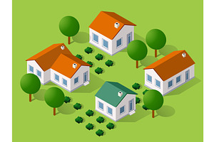 Rural isometric ranch farm with, an Object Illustration by AlexZeL