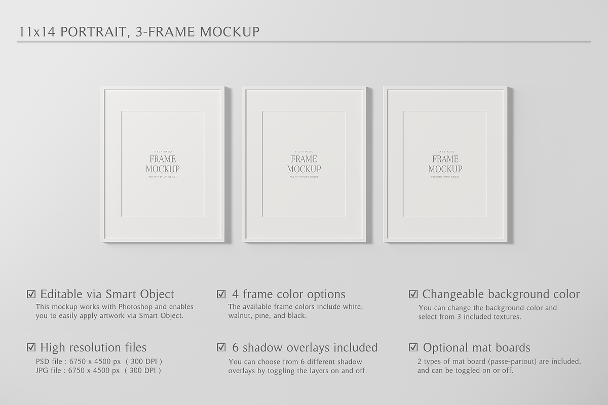 11x14 Portrait, 3 Frame Mockup, a Household Mockup by Lelu Art Design (Photo 6 of 11)