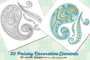 30 Paisley and Mandala Elements