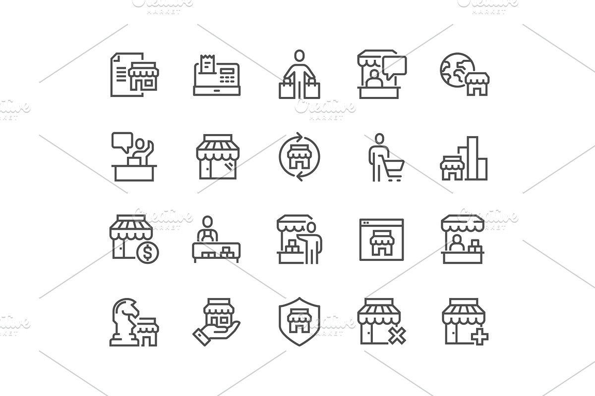 Line Shopping and Market Icons, a Technology Illustration by Davooda