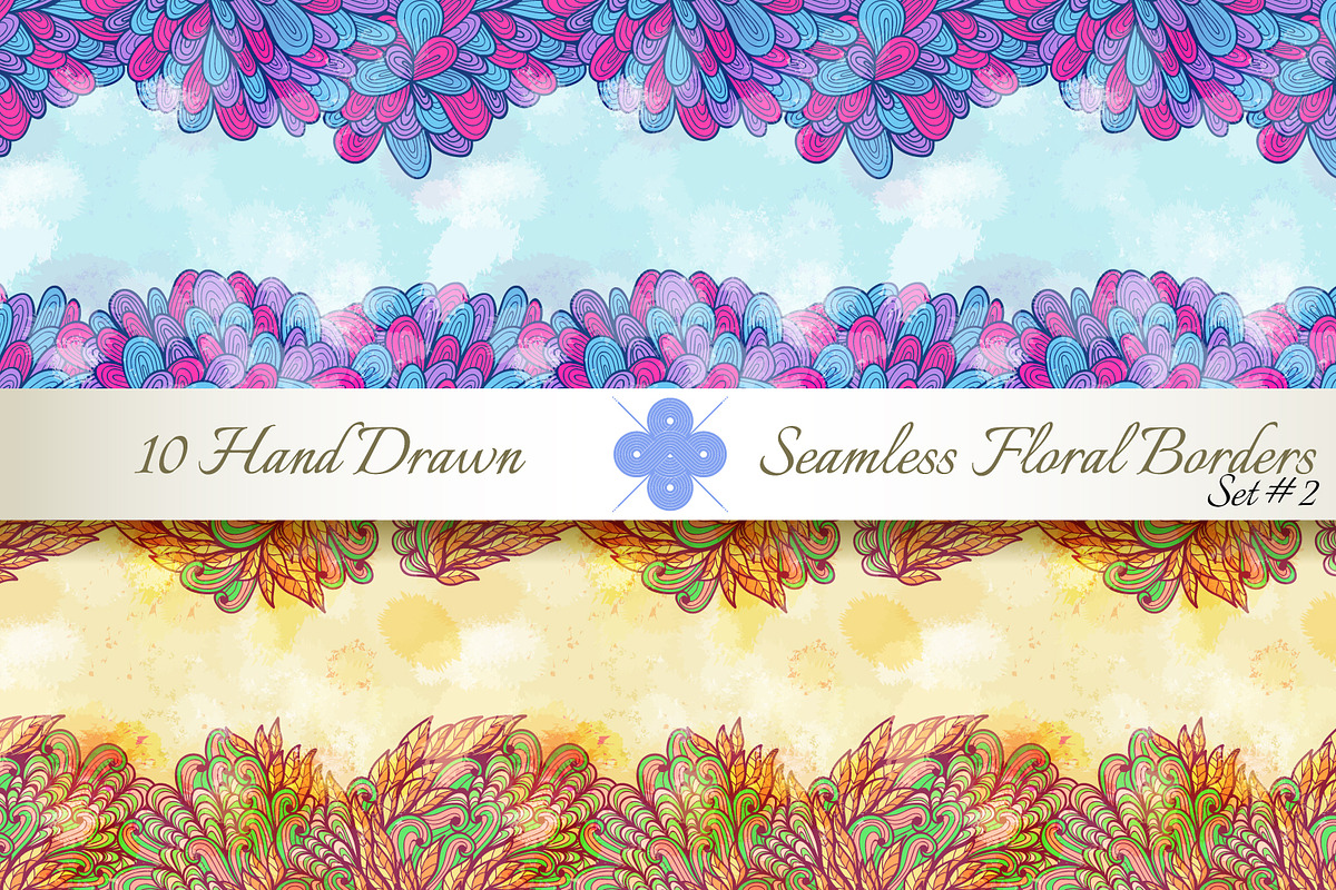 10 Floral Seamless Borders. Set#2 preview 5