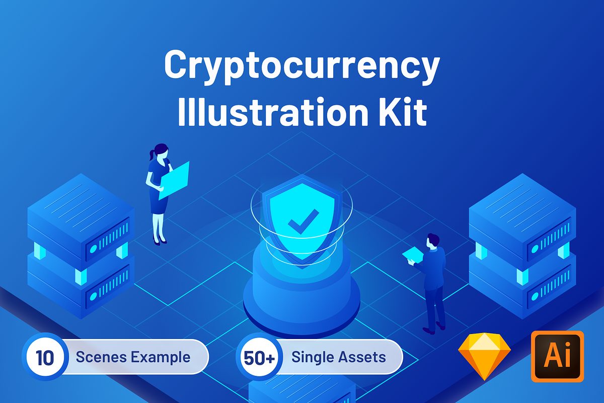 Cryptocurrency Illustration Kit, a Templates & Theme by Designspace (Photo 1 of 6)