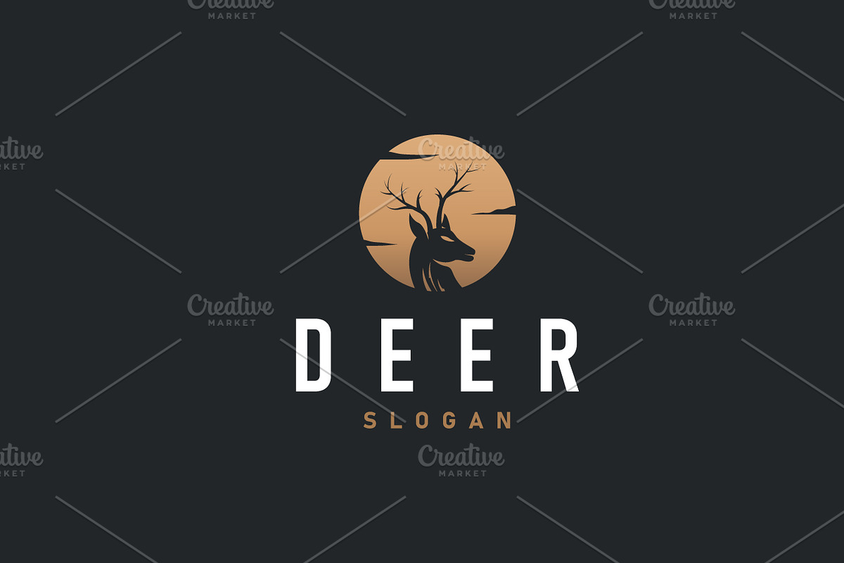 Deer animal silhouette logo design, a Branding & Logo Template by Maylianaw28